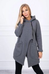 Bluza ocieplana z asymetrycznym suwakiem grafitowa. Szare bluzy KESI, l, bez wzorów, z bawełny, bez kaptura. Za 238.37 zł.