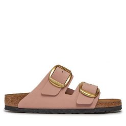 Klapki Birkenstock. Czerwone klapki Birkenstock, bez wzorów, bez obcasa, bez zapięcia. Za 629.99 zł.