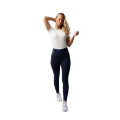 Damskie legginsy jeździeckie z pełną przyczepnością Horze Mira. Niebieskie legginsy HORZE, bez wzorów, z materiału, eleganckie. Za 301.50 zł.