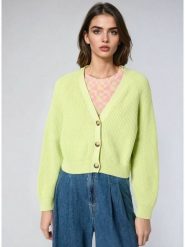 Monki Kardigan w kolorze jaskrawozielonym rozmiar: XXS. Zielone swetry Monki, xxs, bez wzorów, z bawełny, bez ramiączek. Za 43.99 zł.