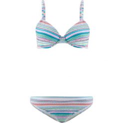 Bikini na fiszbinach (2 części) bonprix różowo-pomarańczowo-turkusowy wzorzysty. Bikini marki bonprix. Za 89.99 zł.