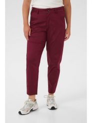 KAFFE curve Spodnie chino w kolorze bordowym rozmiar: 42. Czerwone spodnie materiałowe KAFFE curve, bez wzorów, z podwyższonym stanem. Za 135.49 zł.