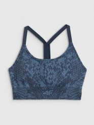 4F Biustonosz treningowy z niskim wsparciem - turkusowy XL/XXL. Niebieskie biustonosze sportowe 4f, bez wzorów, z dzianiny, na fitness i siłownię. Za 119.99 zł.