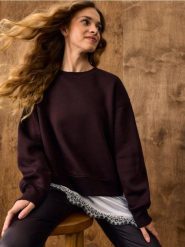 Bluza z bawełną z koronkową wstawką - brązowy. Brązowe bluzy Sinsay, l, bez wzorów, z bawełny, bez kaptura. Za 49.99 zł.