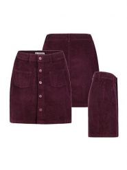 Eight2Nine Spódnica sztruksowa w kolorze bordowym rozmiar: XL. Czerwone spódnice Eight2Nine, xl, bez wzorów, prążkowane, mini. Za 91.77 zł.