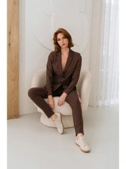 &Co Woman Spodnie "Penny" w kolorze brązowym rozmiar: XS. Brązowe spodnie materiałowe &Co Woman, bez wzorów, z materiału. Za 252.94 zł.