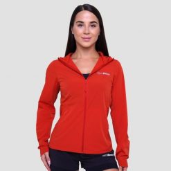Kurtka damska bieganie z kapturem pomarańczowa Pulse. Brązowe kurtki do biegania GYMBEAM, xl, bez wzorów, z elastanu, z kapturem, do biegania. Za 168.90 zł.