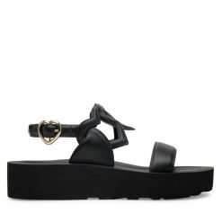 Sandały LOVE MOSCHINO. Czarne sandały Love Moschino, bez wzorów, bez obcasa, na płaskiej podeszwie, bez zapięcia. Za 959.99 zł.