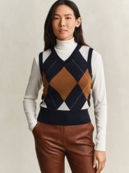 Gant Sweter bez rękawów z wełny merynosowej Kobiety Wełna merino niebieski, M. Niebieskie swetry Gant, m, bez wzorów, z wełny, bez ramiączek. Za 799.95 zł.