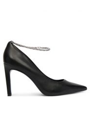 Calvin Klein Szpilki Ess Stiletto Hdw Chain Lth 90 HW0HW02718 Czarny. Czarne szpilki Calvin Klein, bez wzorów, ze skóry, bez obcasa, na szpilce, bez zapięcia. Za 649.99 zł.