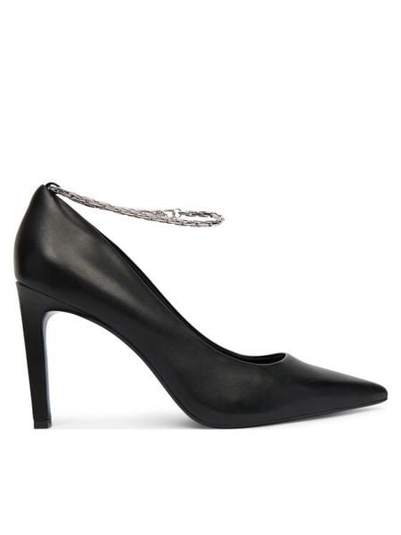 Calvin Klein Szpilki Ess Stiletto Hdw Chain Lth 90 HW0HW02718 Czarny. Czarne szpilki Calvin Klein, bez wzorów, ze skóry, bez obcasa, na szpilce, bez zapięcia. Za 649.99 zł.