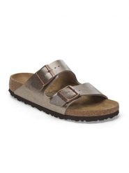 Birkenstock Klapki "Arizona" w kolorze szarobrązowym rozmiar: 38. Szare klapki Birkenstock, bez wzorów, klasyczne, z otwartym noskiem, bez obcasa, bez zapięcia. Za 397.36 zł.