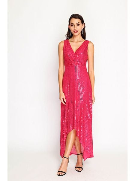 ASSUILI Sukienka w kolorze różowym rozmiar: 34. Różowe sukienki Assuili, bez wzorów, klasyczne, z asymetrycznym kołnierzem, bez ramiączek, maxi, asymetryczne. Za 195.99 zł.