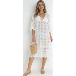Biała Sukienka Kehrer. Białe sukienki Born2be, m, w ażurowe wzory, z bawełny, boho, bez kołnierzyka, bez ramiączek, midi. W wyprzedaży za 167.99 zł.