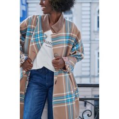 Płaszcz Damski Browness BS Latte / Jeans. Czarne płaszcze blue shadow, na jesień, plus size, bez wzorów, z elastanu, bez kaptura. Za 549.90 zł.