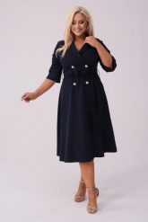 Elegancka granatowa żakietowa sukienka Marietta XXL OVERSIZE JESIEŃ. Żółte sukienki Moda Size Plus Iwanek, do pracy, l, bez wzorów, z elastanu, biznesowe, bez kołnierzyka, bez ramiączek, mini, oversize. Za 325.00 zł.
