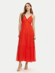 Haveone Sukienka letnia AFF-N011 Pomarańczowy Loose Fit. Brązowe sukienki Haveone, xs, bez wzorów, z wiskozy, bez kołnierzyka, bez ramiączek. Za 429.99 zł.