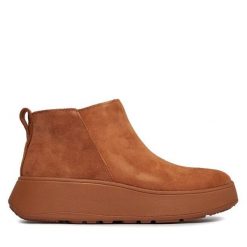 Botki FitFlop. Brązowe botki FitFlop, bez wzorów, bez obcasa, na koturnie, bez zapięcia. Za 519.99 zł.