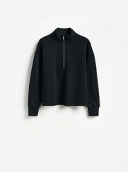 Bluza z dodatkiem modalu - czarny. Czarne bluzy Reserved, l, bez wzorów, z dzianiny, bez kaptura. Za 129.99 zł.