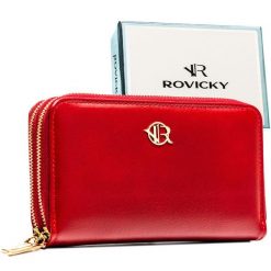Czerwony portfel-piórnik damski ze skóry ekologicznej zamykany suwakiem - Rovicky. Czerwone portfele ROVICKY, bez wzorów, ze skóry ekologicznej. Za 69.99 zł.