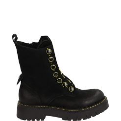 CZARNE BOTKI 039440305N BLACK. Czarne botki Venezia, bez wzorów, z nubiku, bez obcasa, bez zapięcia. Za 269.00 zł.