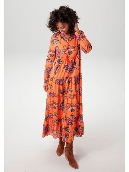 Aniston Sukienka w kolorze pomarańczowo-różowym rozmiar: 44. Pomarańczowe sukienki Aniston, bez wzorów, z bawełny, bez kołnierzyka, bez ramiączek, maxi. Za 69.91 zł.