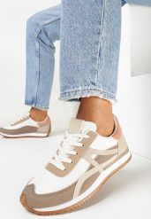 Ciemnobeżowe Sneakersy przed Kostkę z Przeszyciami Cidju. Brązowe buty sportowe lifestyle Born2be, bez wzorów, sportowe, przed kostkę, bez zapięcia. W wyprzedaży za 84.99 zł.