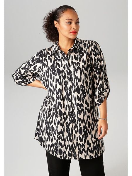 Aniston Bluzka w kolorze kremowo-czarnym rozmiar: 44. Brązowe bluzki Aniston, bez wzorów, z wiskozy, bez kołnierzyka, bez ramiączek. Za 52.92 zł.