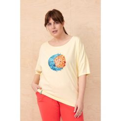 T-Shirt Damski Unity Plus Size Bananowy. Żółte t-shirty blue shadow, plus size, z aplikacjami, z bawełny, sportowe, bez kołnierzyka, bez ramiączek. W wyprzedaży za 79.95 zł.