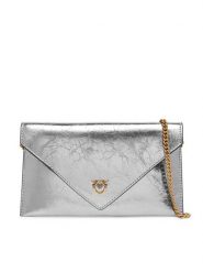 PINKO Torebka Flat Purse Mini AI 25-26 PCPL 105347 A2OT Srebrny. Szare kopertówki Pinko, bez wzorów, ze skóry, wizytowe, bez dodatków. Za 839.99 zł.