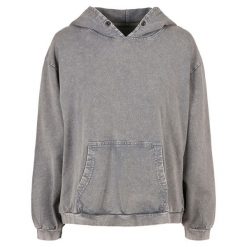 Damska Bluza Z Kapturem Acid Wash Oversized Hoodie. Szare bluzy BUILD YOUR BRAND, l, bez wzorów, bez ramiączek, z kapturem. Za 190.99 zł.