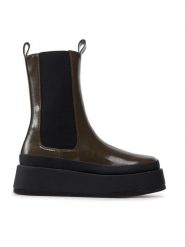 DeeZee Botki ZALY21025-8 Zielony. Zielone botki DeeZee, bez wzorów, ze skóry, bez obcasa, na płaskiej podeszwie, bez zapięcia. Za 199.99 zł.