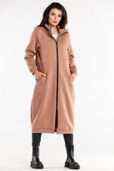 Długa bluza z kołnierzem zapinana na zamek beż. Bluzy Infinite You, l, bez wzorów, z materiału, eleganckie, bez ramiączek, bez kaptura. Za 319.00 zł.