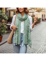 MENTHE À L'O Szal w kolorze zielono-białym - 170 x 85 cm rozmiar: onesize. Zielone szaliki i kominy MENTHE À L'O, z aplikacjami, z bawełny. Za 131.74 zł.