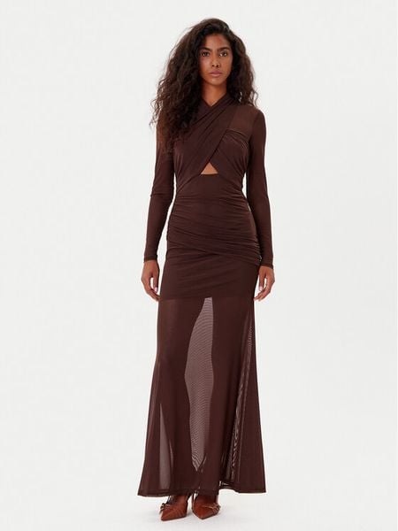 Bardot Sukienka wieczorowa Veria 59987DB Brązowy Regular Fit. Brązowe sukienki Bardot, bez wzorów, z syntetyku, wizytowe, bez kołnierzyka, bez ramiączek. Za 509.99 zł.