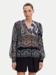 Morgan Bluzka 251-OJAL.F Granatowy Regular Fit. Niebieskie bluzki Morgan, bez wzorów, z syntetyku, bez kołnierzyka, bez ramiączek. Za 159.99 zł.