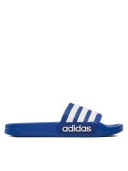 Adidas Klapki Adilette Shower GW1048 Niebieski. Niebieskie klapki adidas, bez wzorów, z tworzywa sztucznego, sportowe, bez obcasa, bez zapięcia. Za 129.99 zł.