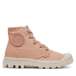 Trapery Palladium. Czerwone traperki Palladium, bez wzorów, bez obcasa, bez zapięcia. Za 269.99 zł.