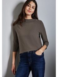 Street One Sweter w kolorze brązowym rozmiar: 42. Brązowe swetry Street One, bez wzorów, ze splotem, street, bez ramiączek. Za 110.29 zł.