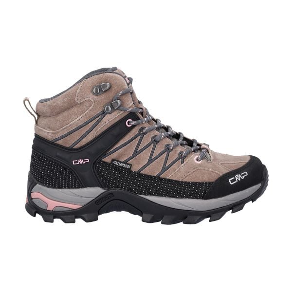 Damskie buty trekkingowe CMP Rigel Waterproof. Brązowe buty trekkingowe CMP, ze skóry, bez zapięcia. Za 379.99 zł.