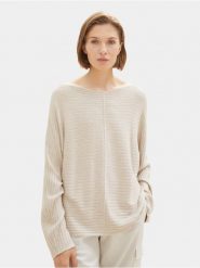 Tom Tailor Sweter 1037737 Écru Relaxed Fit. Swetry Tom Tailor, s, bez wzorów, z wiskozy, bez ramiączek. Za 119.99 zł.