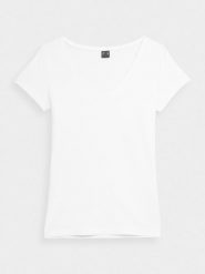 4F T-shirt slim gładki damski S. Brązowe t-shirty 4f, s, bez wzorów, z bawełny, bez kołnierzyka, bez ramiączek. W wyprzedaży za 39.99 zł.