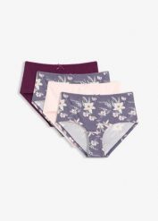 Figi maxi panty (4 pary). Czerwone figi bonprix, bez wzorów, z bawełny. Za 67.99 zł.