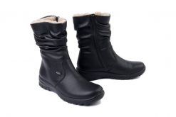 RIEKER TEX Z7171-02 black, kozaki damskie. Czarne kozaki Rieker, bez wzorów, bez obcasa, bez zapięcia. Za 399.90 zł.