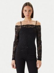 Morgan Bluzka 251-TKISS Czarny Slim Fit. Czarne bluzki Morgan, s, bez wzorów, z syntetyku, bez kołnierzyka, bez ramiączek. Za 199.99 zł.