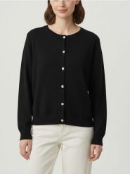 Kardigan z guzikami - czarny. Czarne swetry Sinsay, l, bez wzorów, bez ramiączek. Za 49.99 zł.