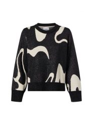 Nümph Damski sweter z dzianiny - NUMitzy Kobiety Sztuczne włókno czarny|biały wzorzysty, XL. Białe swetry Nümph, xl, bez wzorów, z dzianiny, eleganckie, bez ramiączek. Za 329.95 zł.