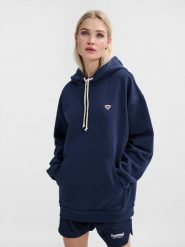 Bluza z kapturem Hummel Loose Bee. Niebieskie bluzy z kapturem Hummel, xl, z aplikacjami, z bawełny, z kapturem, na fitness i siłownię. Za 256.85 zł.