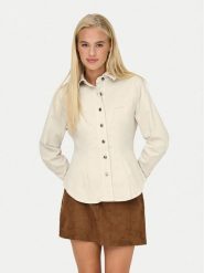 ONLY Koszula jeansowa Perla 15359156 Beżowy Slim Fit. Brązowe koszule ONLY, m, bez wzorów, z jeansu, bez kołnierzyka, bez ramiączek. Za 259.99 zł.