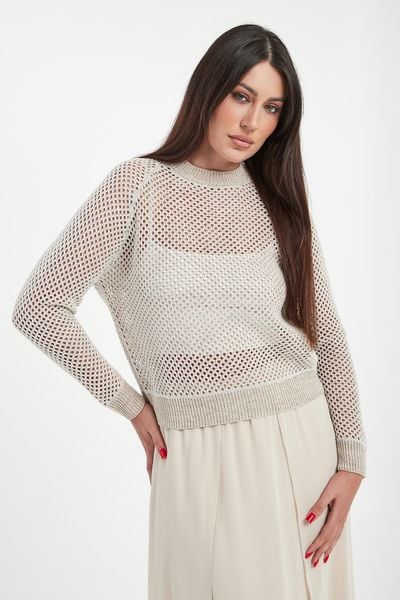 Sweter damski ażurowy z cekinami PESERICO. Swetry Peserico, w ażurowe wzory, bez ramiączek. Za 1,989.00 zł.